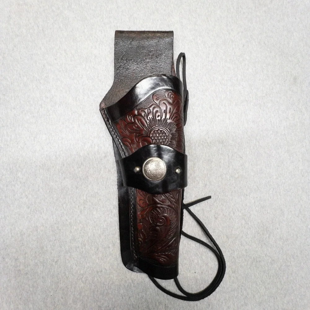 Unbranded Western‎ Drop Hand Tooled Leather Holster Floral Cowboy Saddle Strap